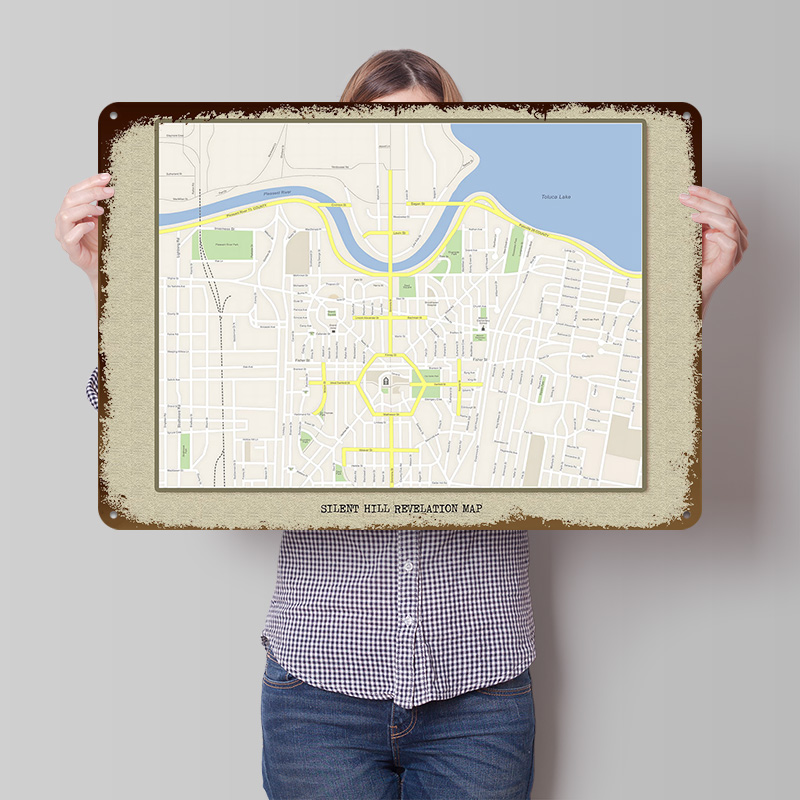 Custom Map Poster - Affiche métallique Silent Hill Revelation Map,