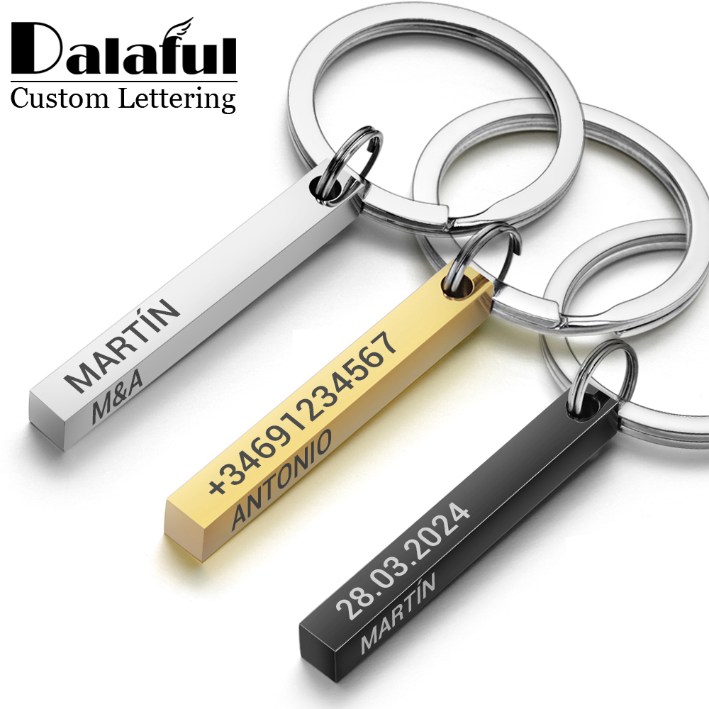 Initial Ring Custom - Porte-clés personnalisés en acier inoxydable, barre