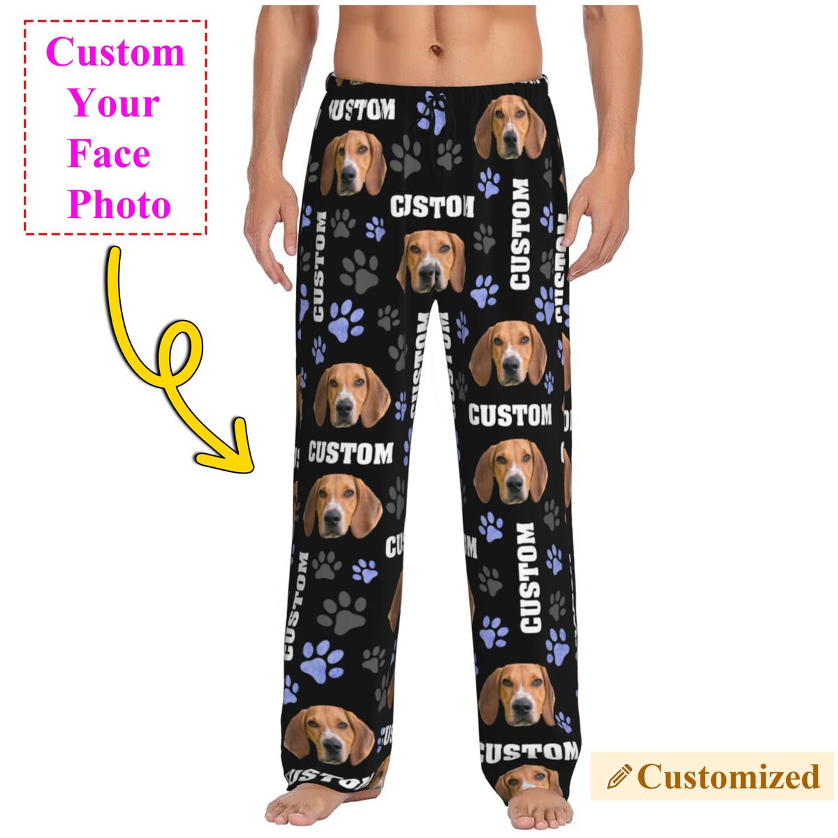 Pet Portrait Custom - Pantalon de pyjama personnalisé avec Photo