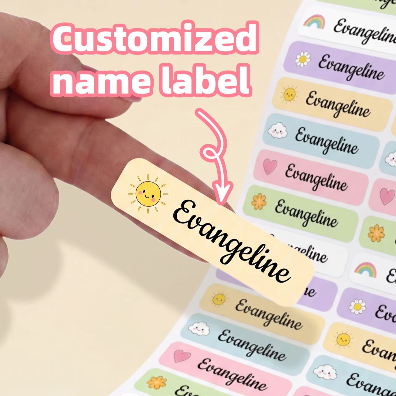 Personalized Name Box - 1-220 autocollants personnalisés avec nom, étiquettes