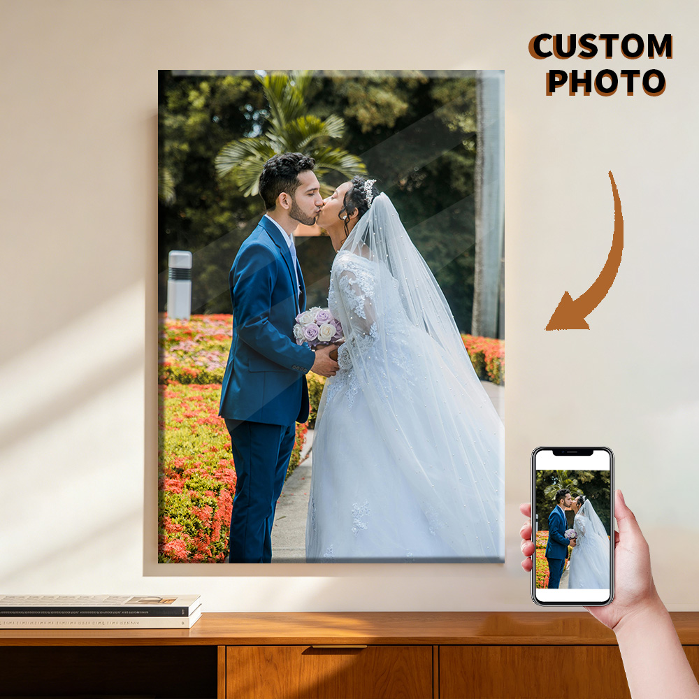Engraved Wood Frame - 1 photo personnalisée sur toile avec