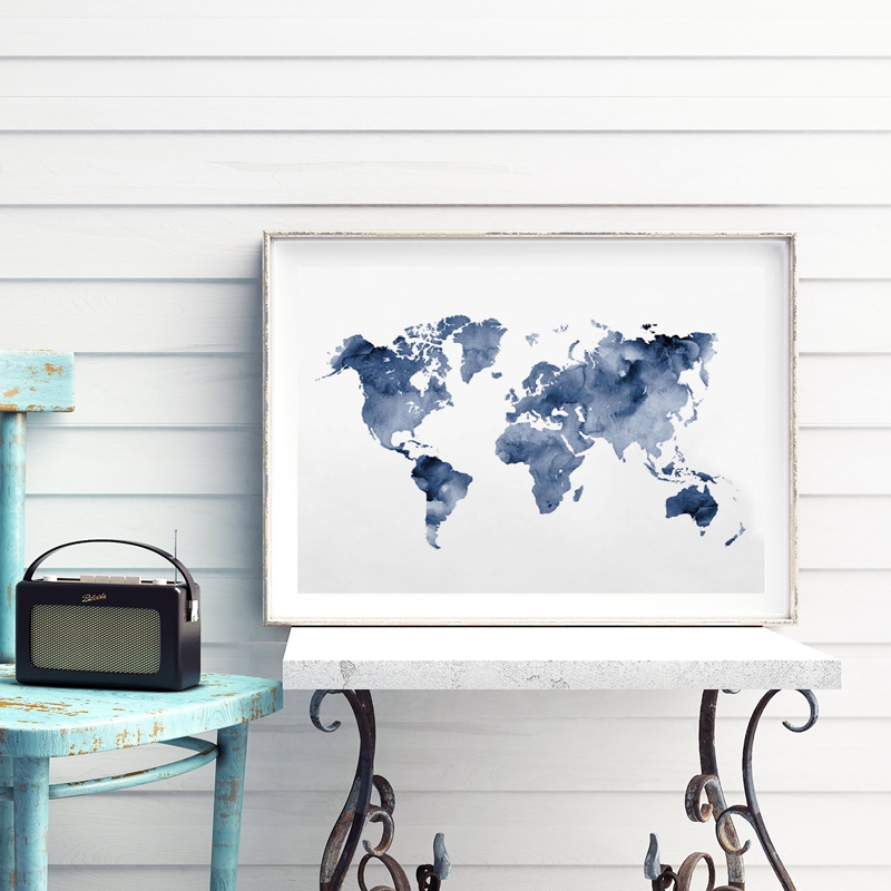 Custom Star Map - Affiche de carte du monde bleu