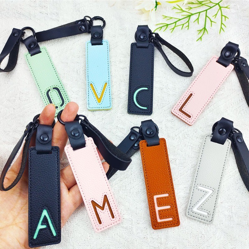 Monogram Keychain Leather - Classique Pu Porte-clés En Cuir A-Z