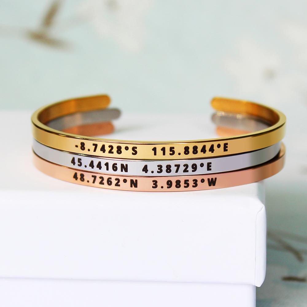 Coordinates Bracelet - Bracelet de coordonnées personnalisées de 4mm