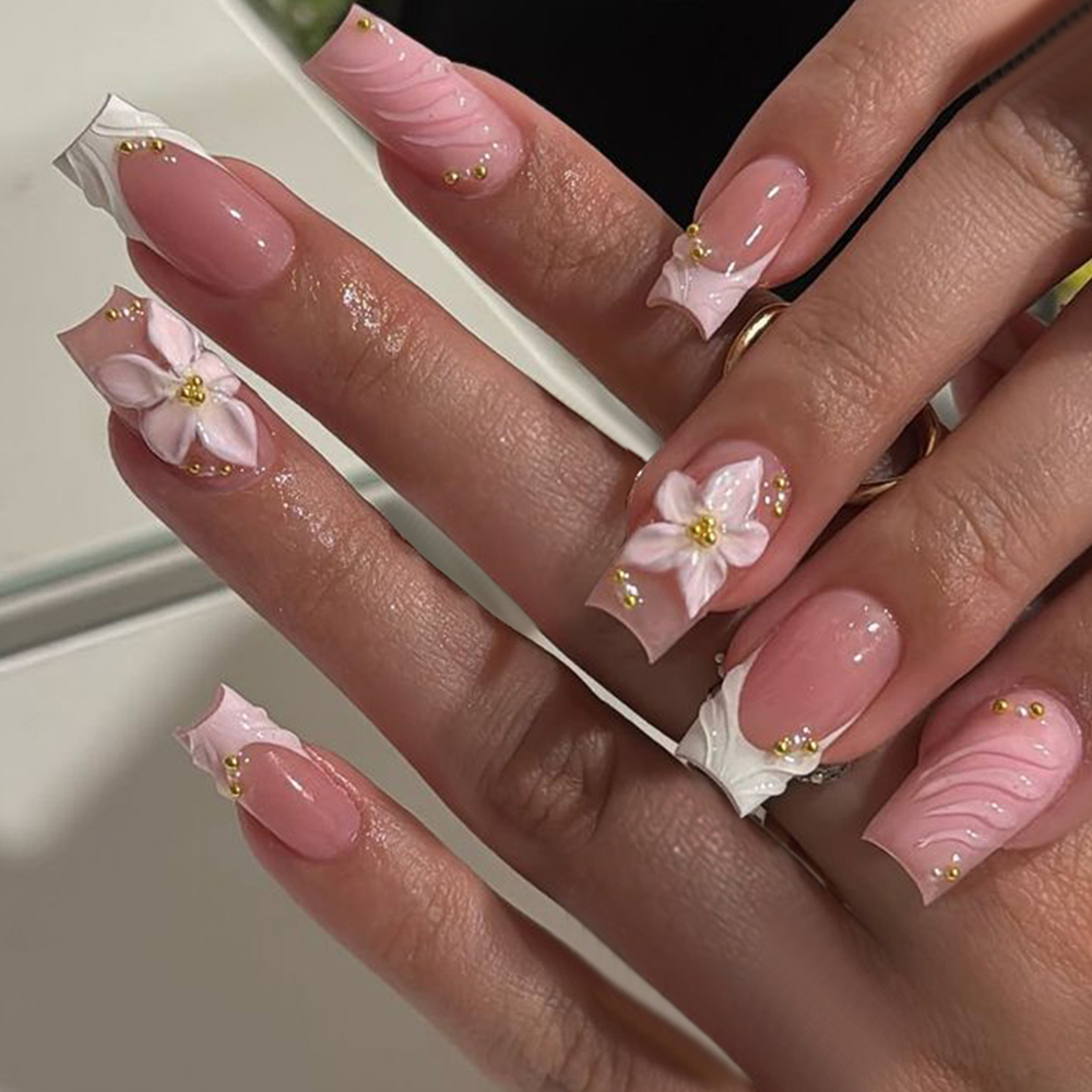 Pressed Flower Art - 24 pièces par boîte. Ongles pressés
