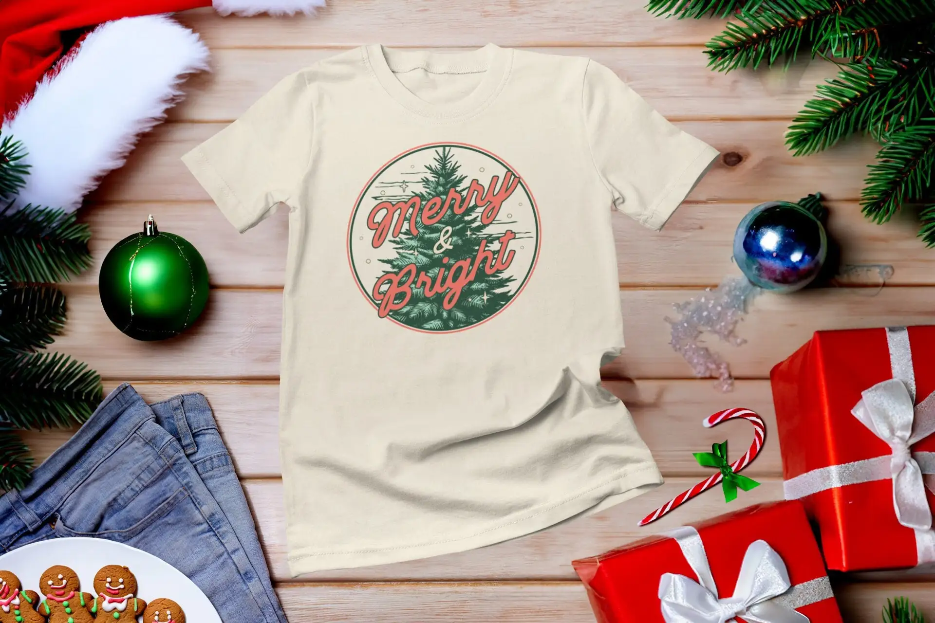 Family Tree Print - T-shirt Merry and Bright avec des