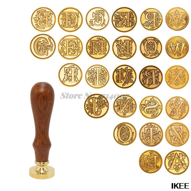 Wax Seal Letter Kit - 2026 Tampons transparents rétro, 26 lettres