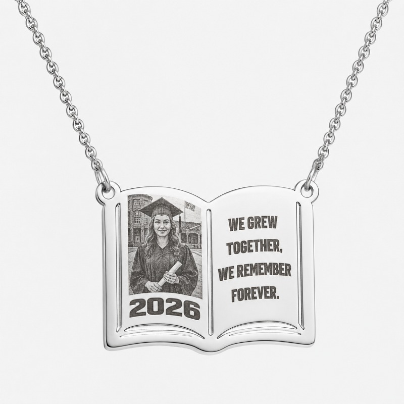 Custom Photo Book - Collier personnalisé avec photo, en acier