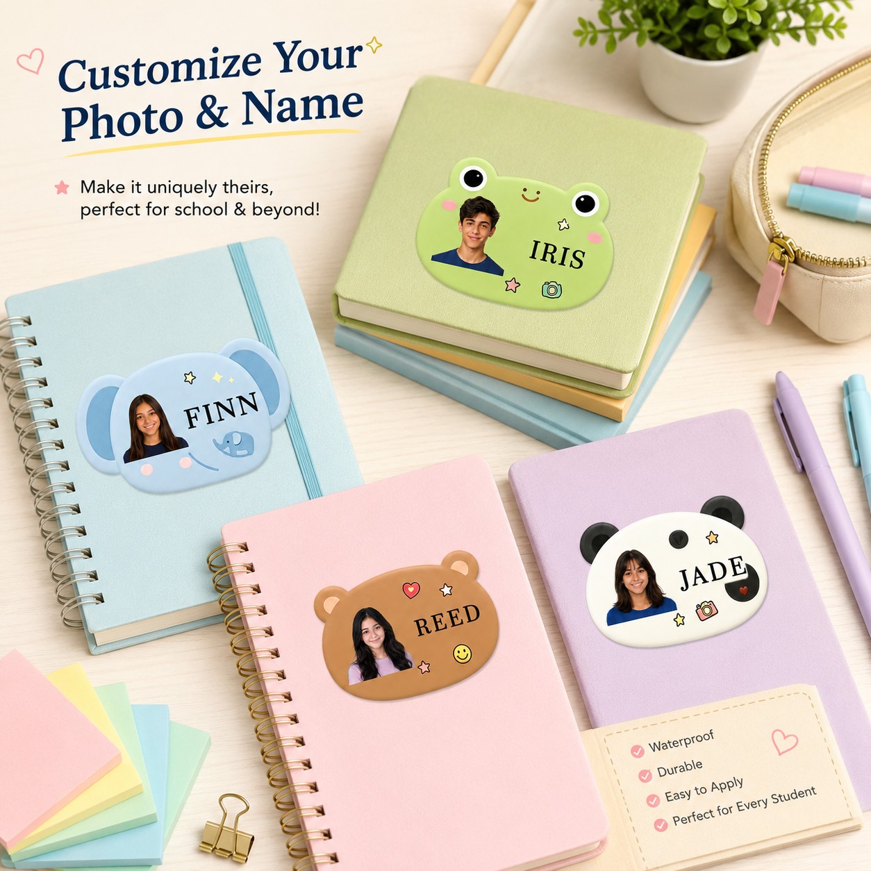 Custom Photo Book - Autocollants personnalisés avec nom et photo,