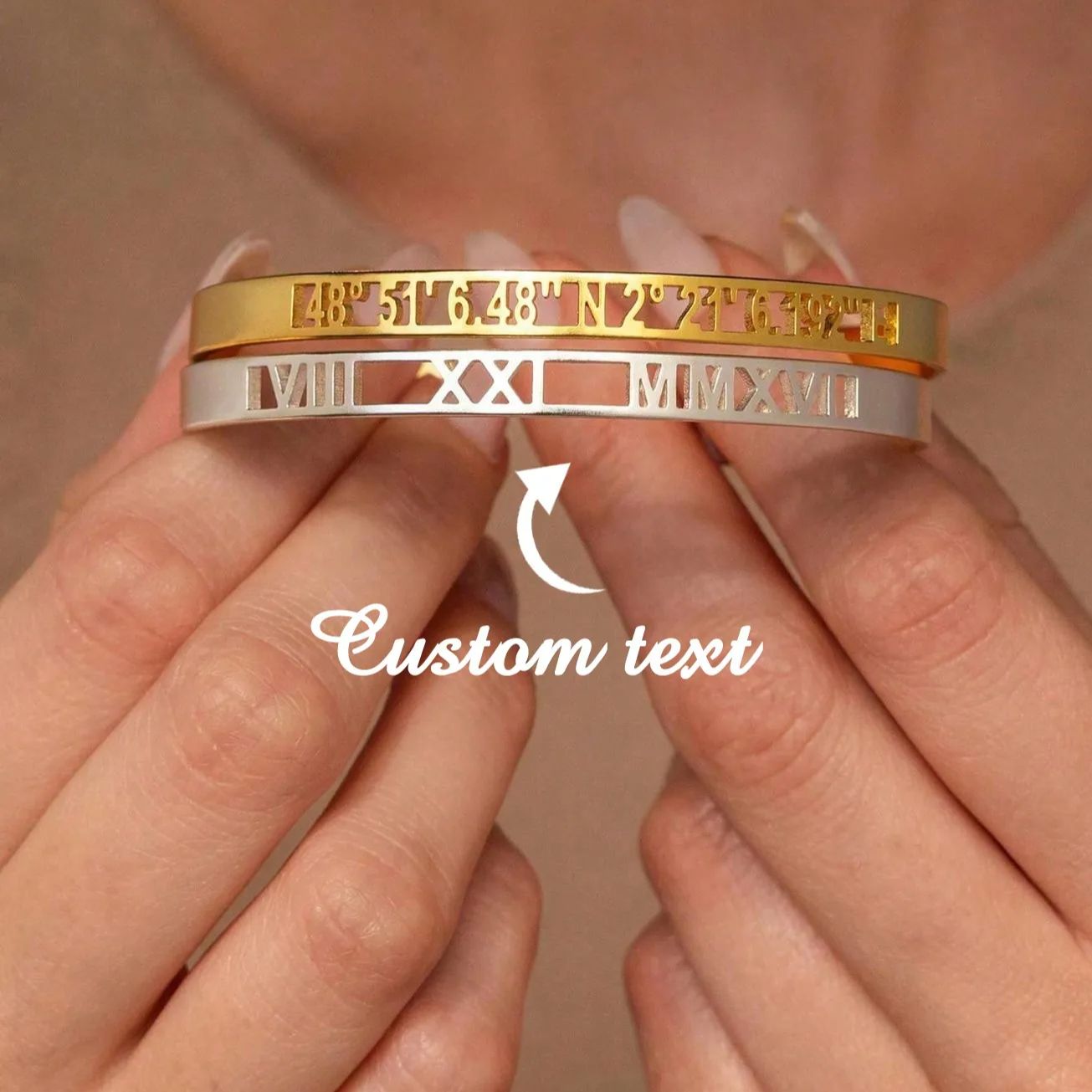 Coordinates Bracelet - Bracelets en chiffres romains avec coordonnées