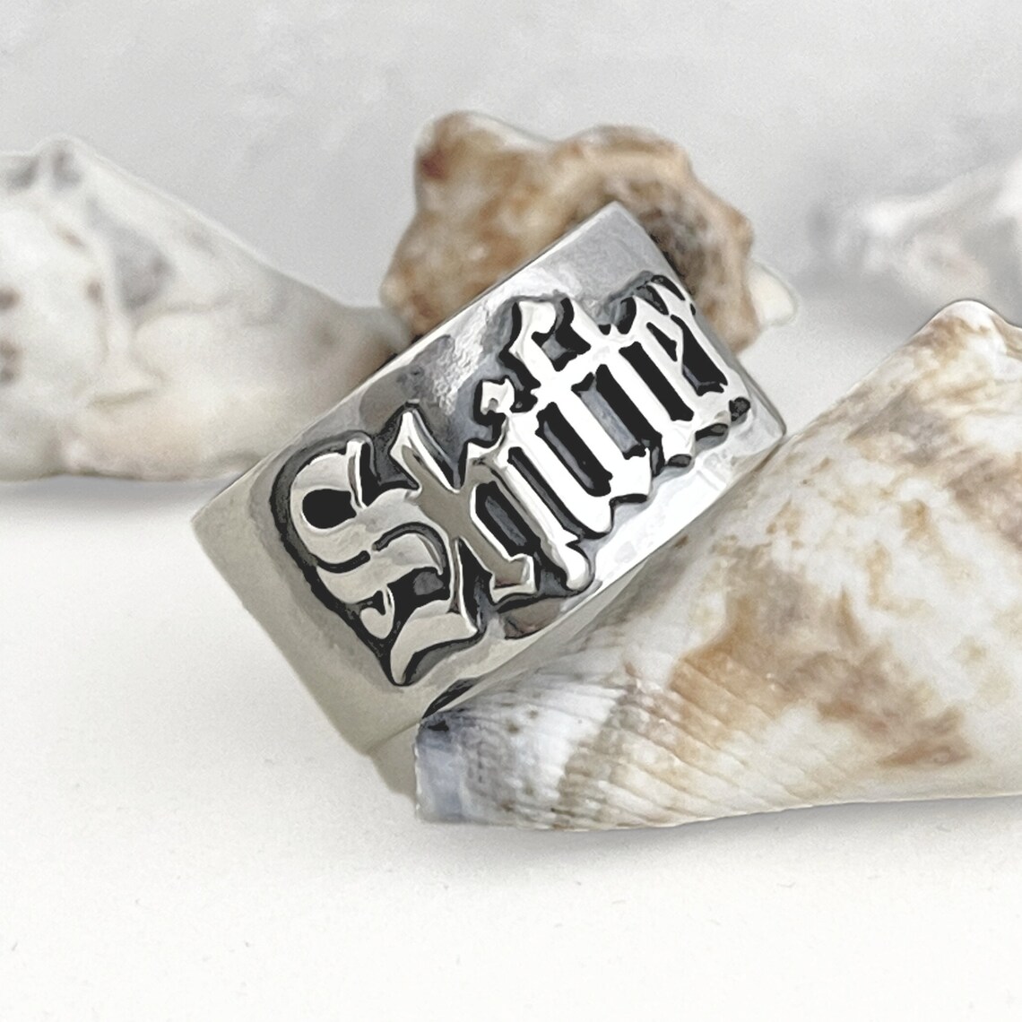 Initial Ring Custom - Bagues gothiques pour hommes de 12MM,