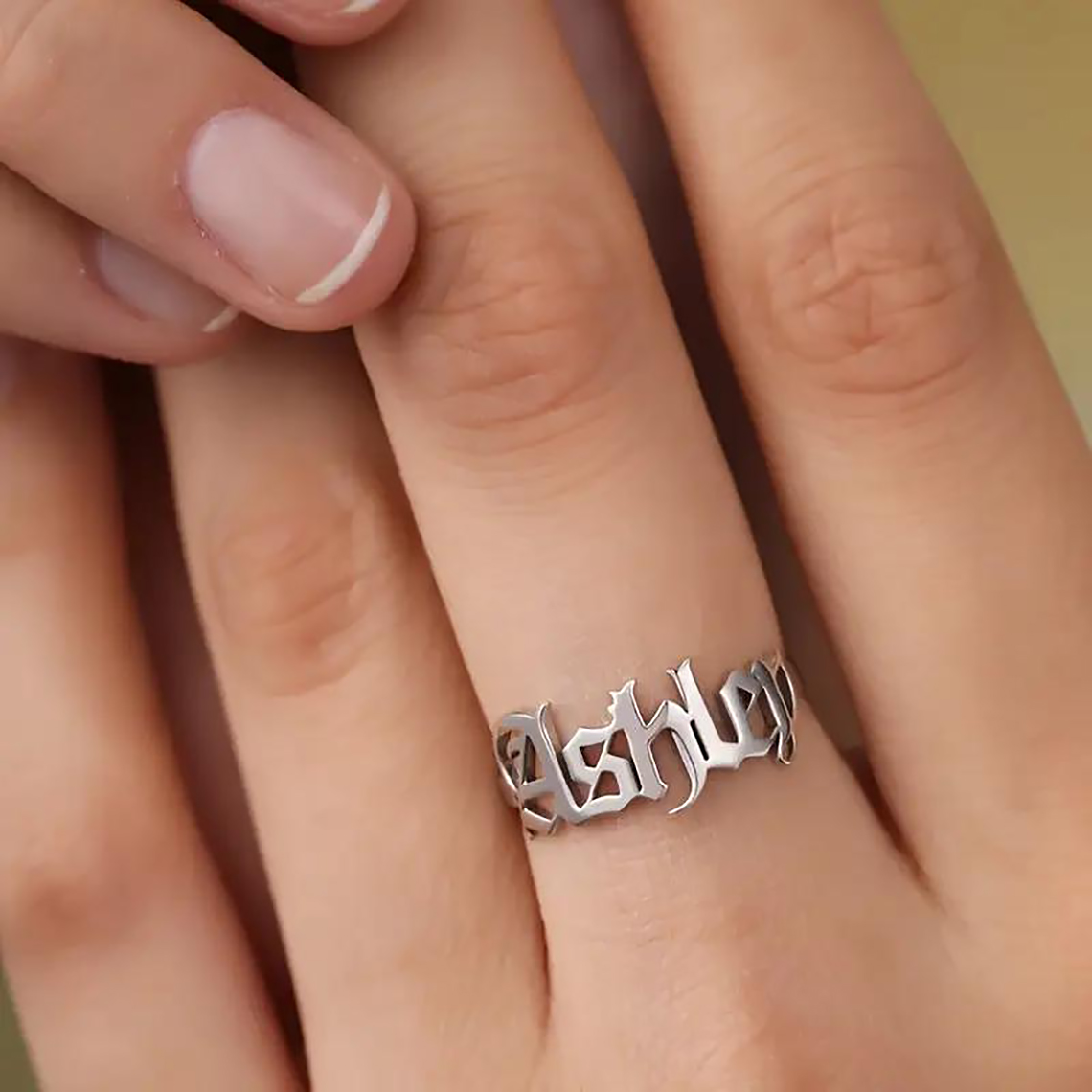 Initial Ring Custom - Bague en or personnalisée pour femmes,