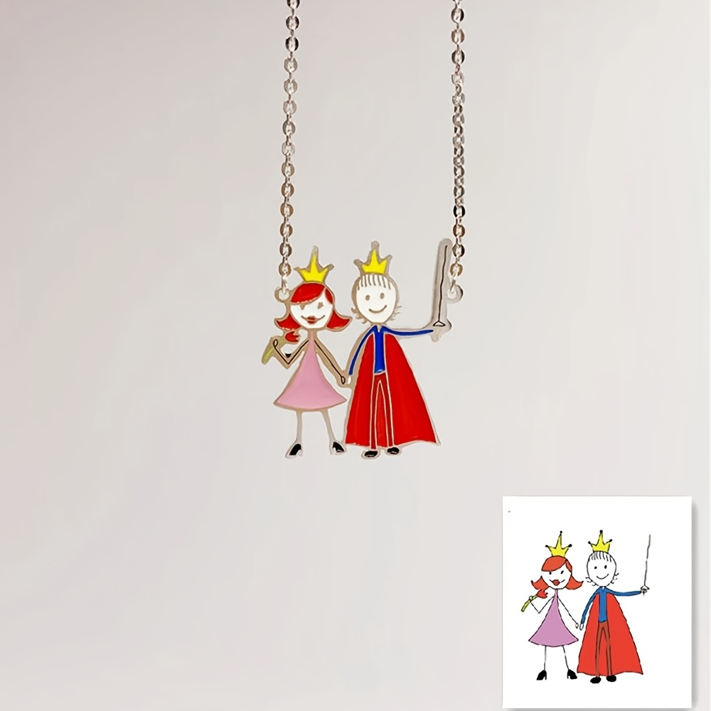 Name Necklace Custom - Pendentif souvenir de dessin pour enfants,