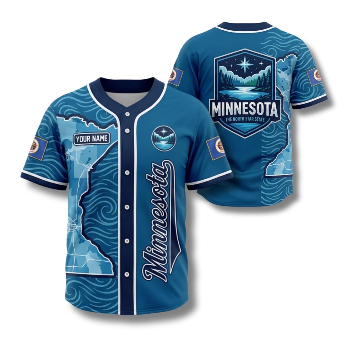Custom Star Map - Maillot de baseball personnalisé du Minnesota,