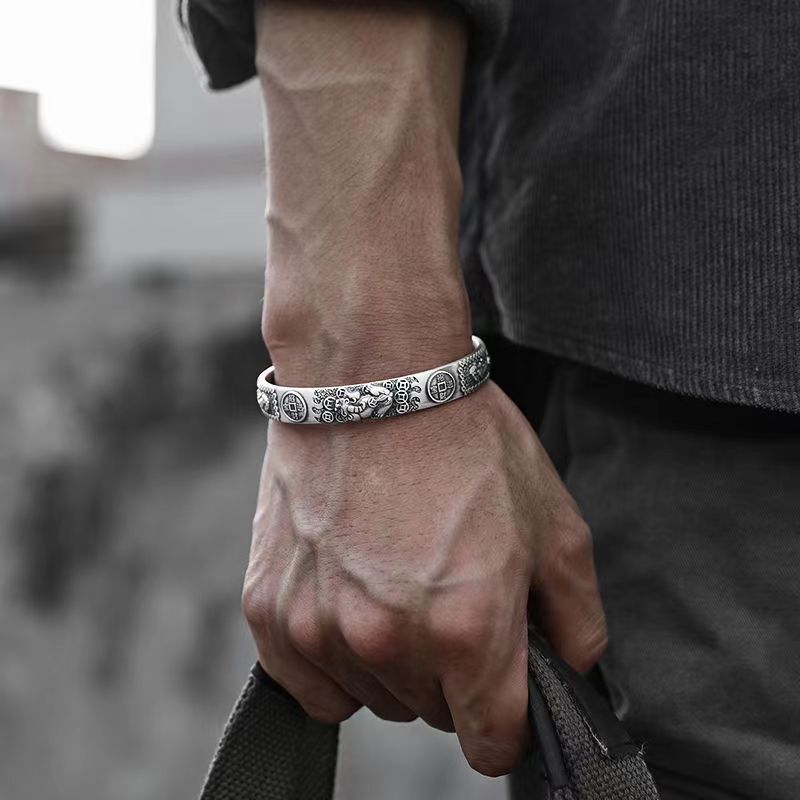 Coordinates Bracelet - Bracelet manchette classique rétro pour hommes,