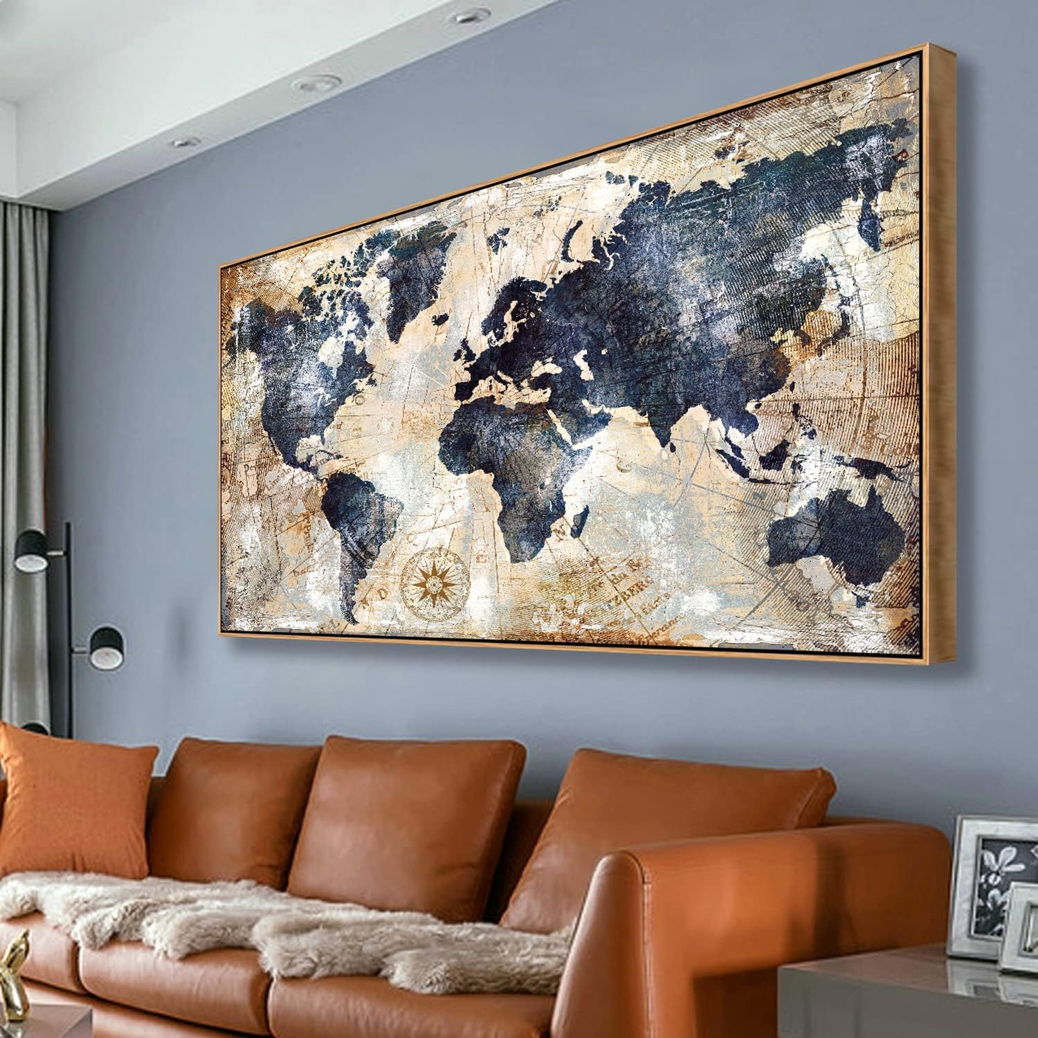 Custom Star Map - Carte du monde encadrée, impression d'art