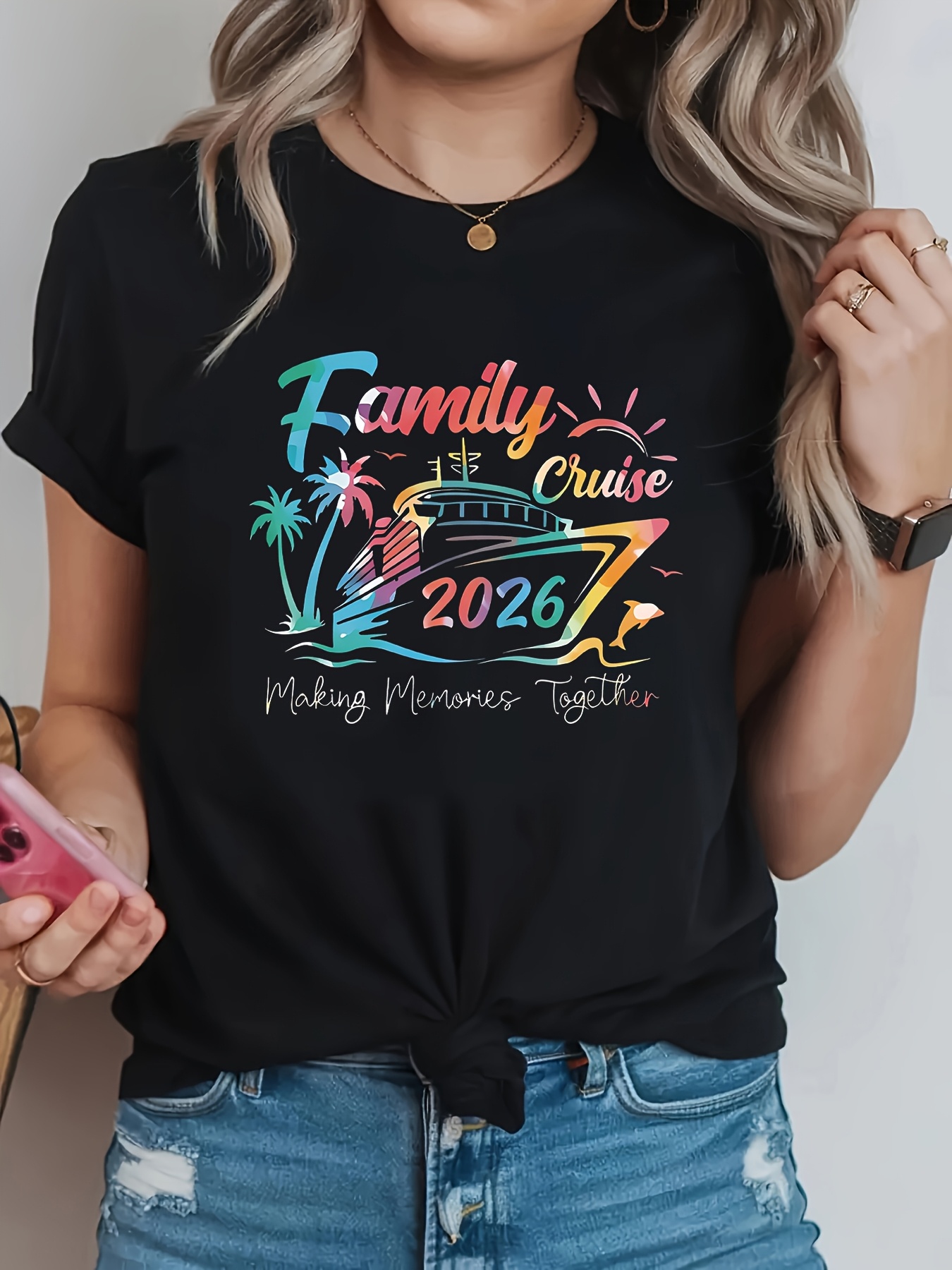 T-shirt décontracté à col rond - Family Tree Print avis et prix