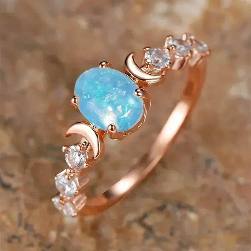 Bague ovale en pierre de lune, - Custom Night Sky avis et prix