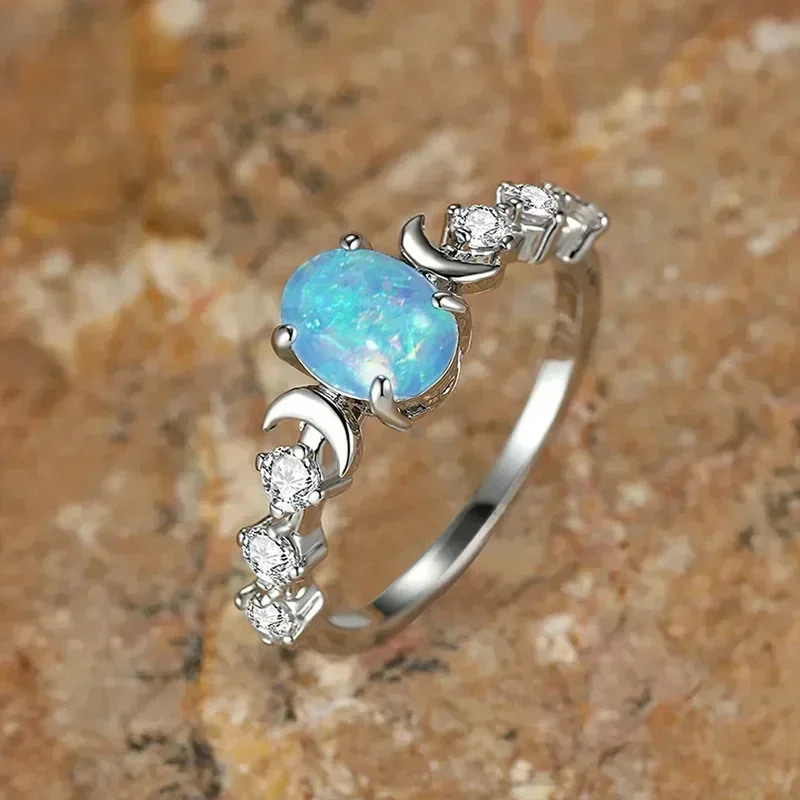 Bague ovale en pierre de lune, - Custom Night Sky avis et prix
