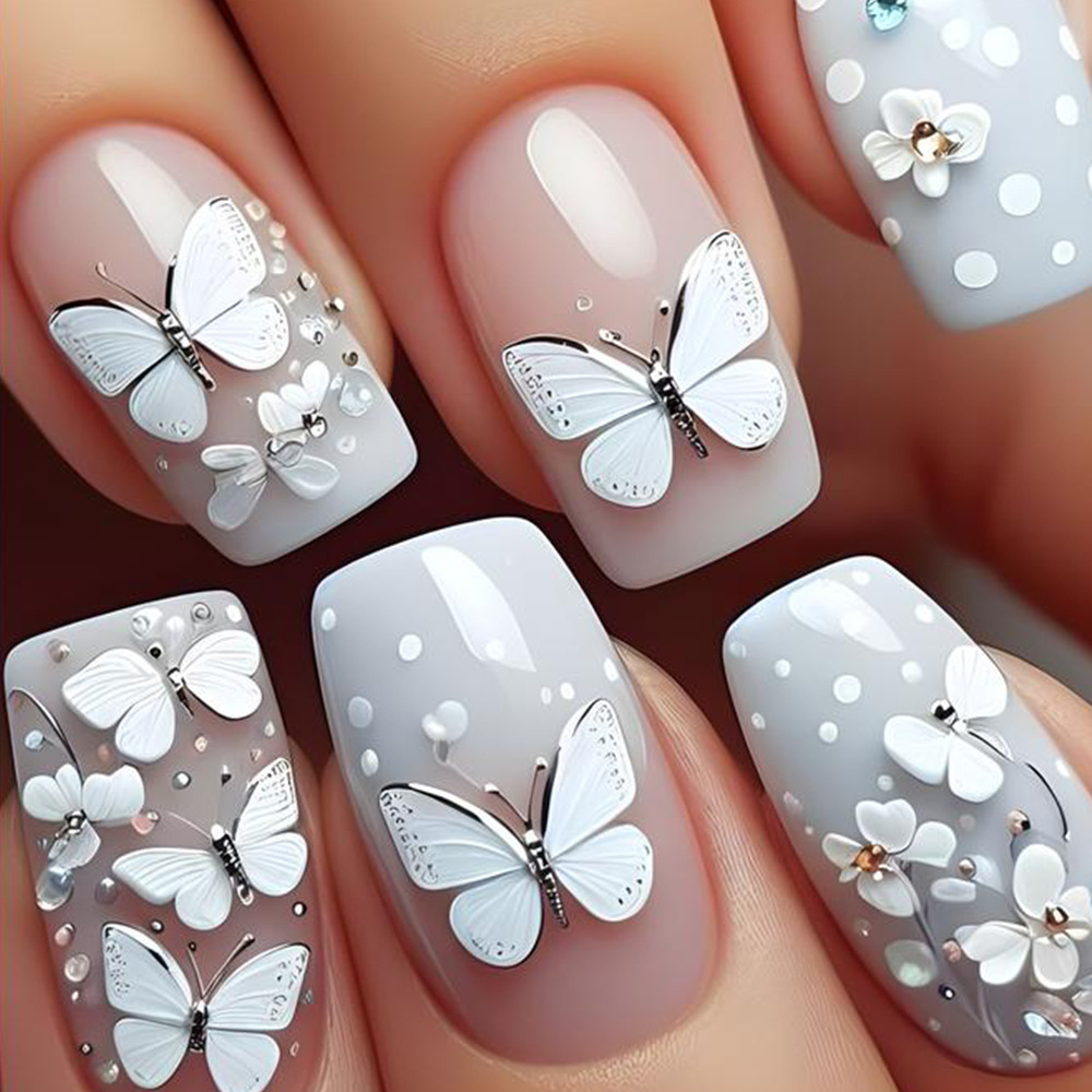 Faux ongles carrés mi-longs po - Pressed Flower Art avis et prix