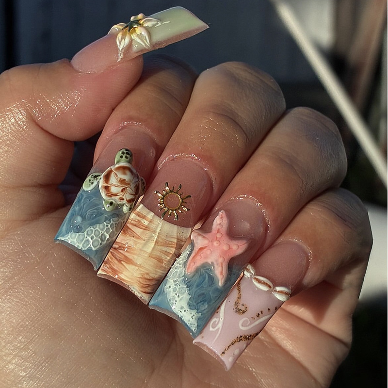 Faux ongles carrés moyens avec - Pressed Flower Art avis et prix