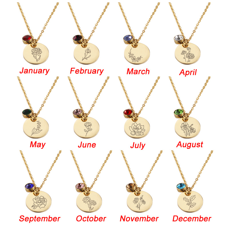 Collier en pierre de naissance - Birth Flower Necklace avis et prix