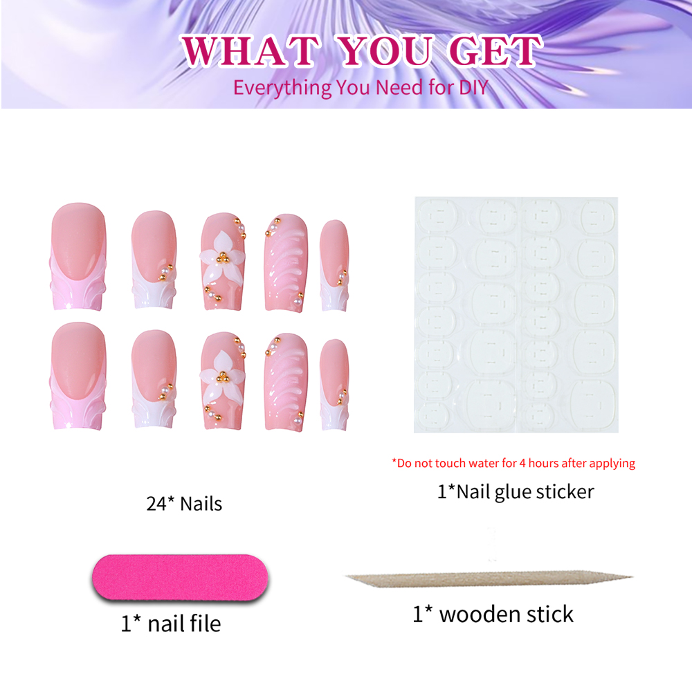 24 pièces par boîte. Ongles pr - Pressed Flower Art avis et prix