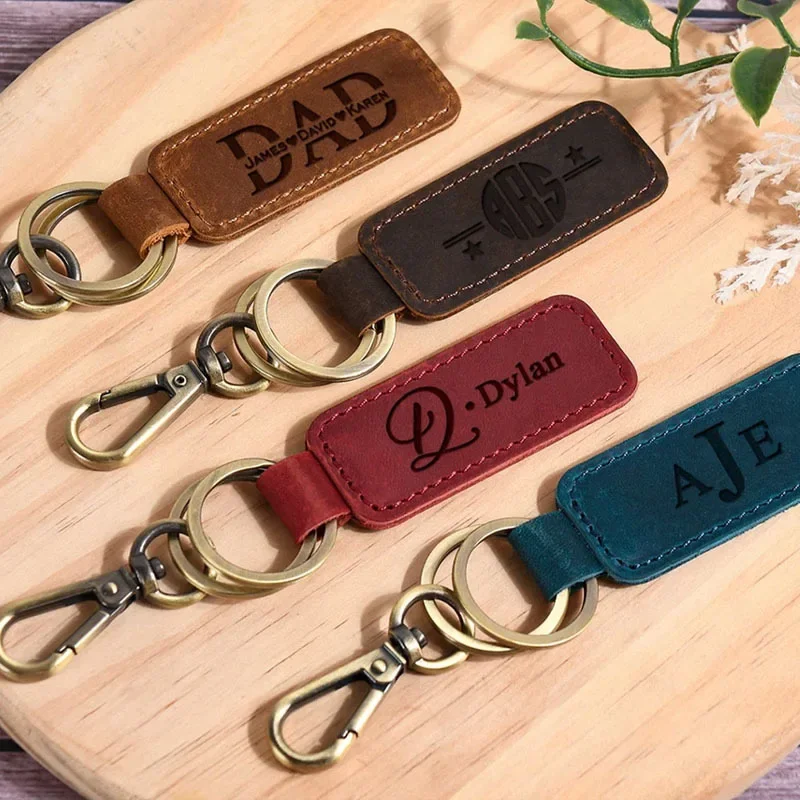 Porte-clés en cuir avec logo p - Initial Ring Custom avis et prix