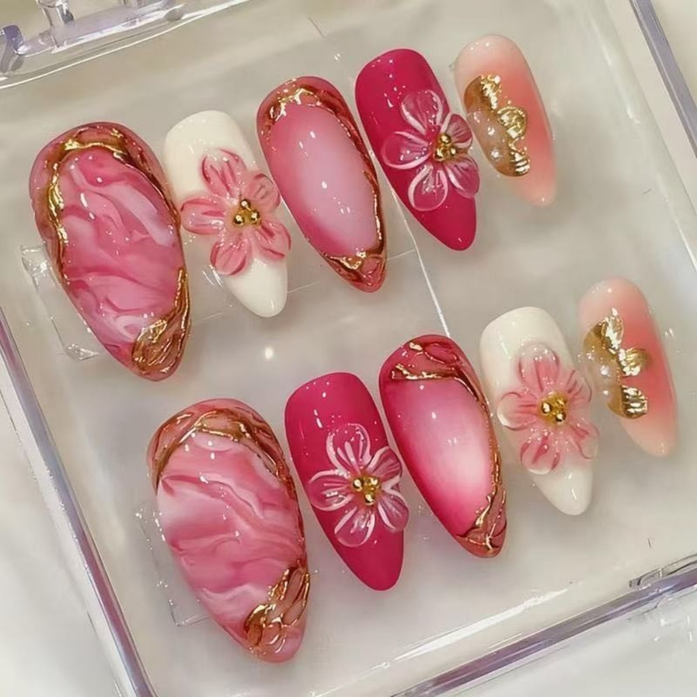 24 faux ongles de luxe vert ém - Pressed Flower Art avis et prix