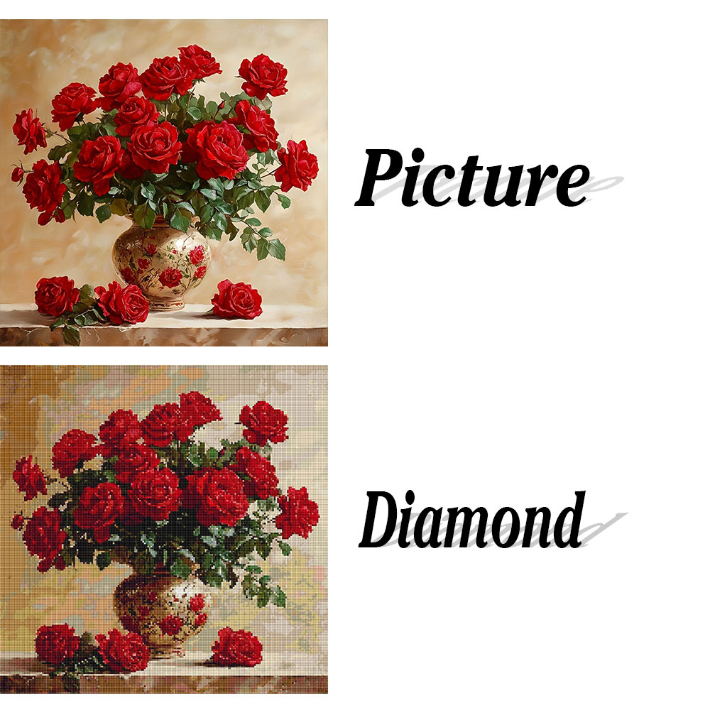 Rose diamant peinture plein ca - Photo Mosaic Print avis et prix