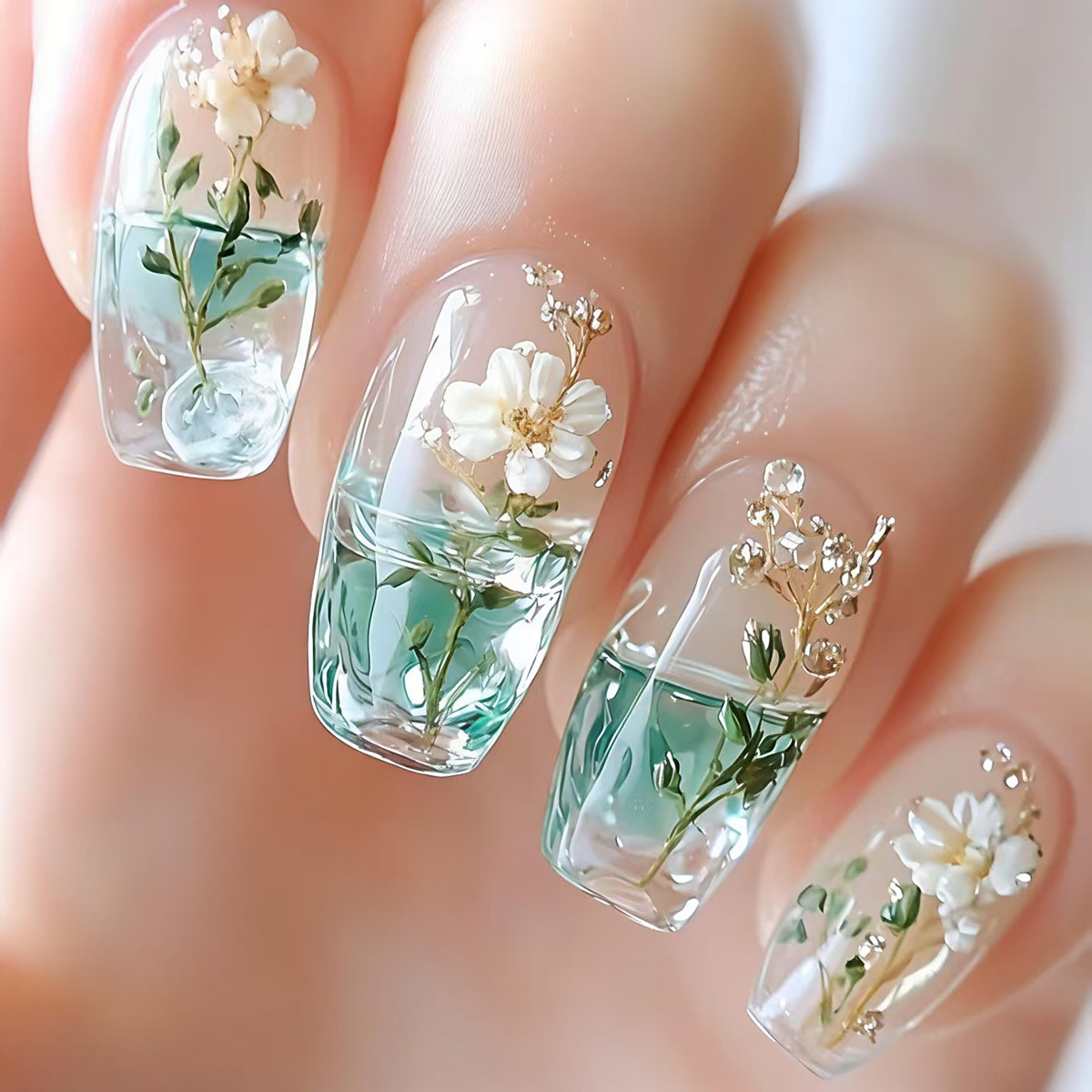 Faux ongles moyens pour femmes - Pressed Flower Art avis et prix