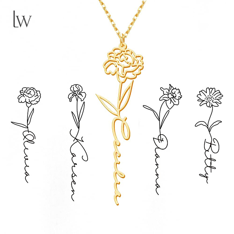 Collier personnalisé avec nom  - Birth Flower Necklace avis et prix