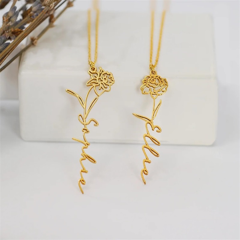 Collier personnalisé avec nom  - Birth Flower Necklace avis et prix